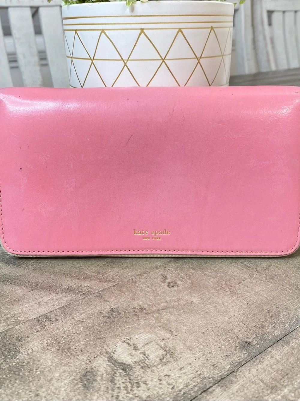 Kate Spade New York Pink Leather Zip Around Continental Wallet
